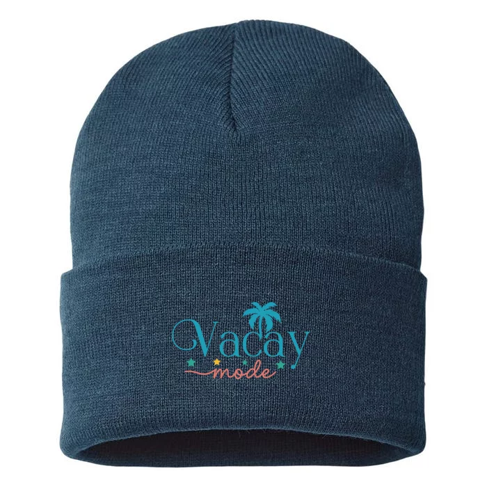 Vacay Mode Palm Tree Clipart Sustainable Knit Beanie