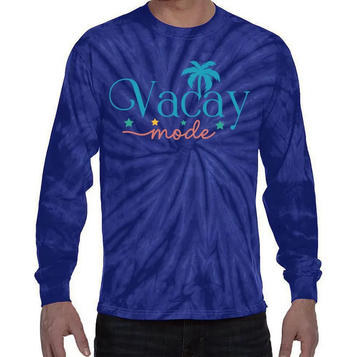 Vacay Mode Palm Tree Clipart Tie-Dye Long Sleeve Shirt