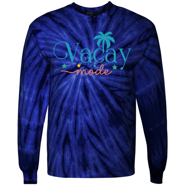 Vacay Mode Palm Tree Clipart Tie-Dye Long Sleeve Shirt