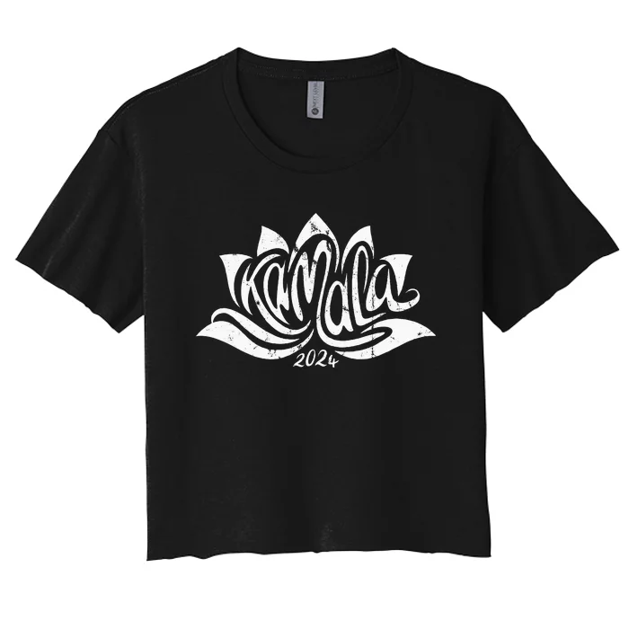 Vote Madam President Harris Kamala 2024 Lotus Flower Women's Crop Top Tee