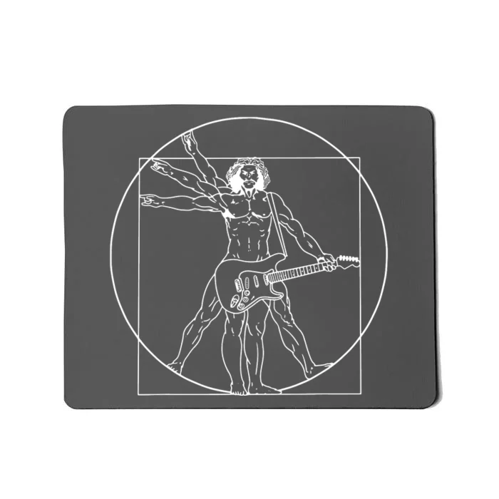 Vitruvian Man Playing Guitar Da Vinci Guitarist Music Lover Mousepad