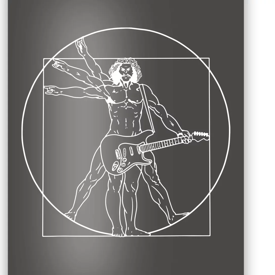 Vitruvian Man Playing Guitar Da Vinci Guitarist Music Lover Poster