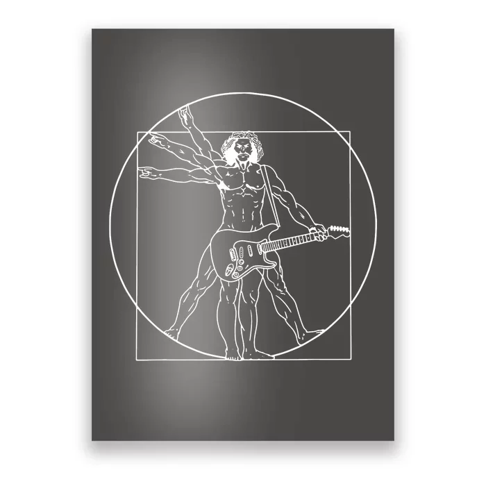 Vitruvian Man Playing Guitar Da Vinci Guitarist Music Lover Poster