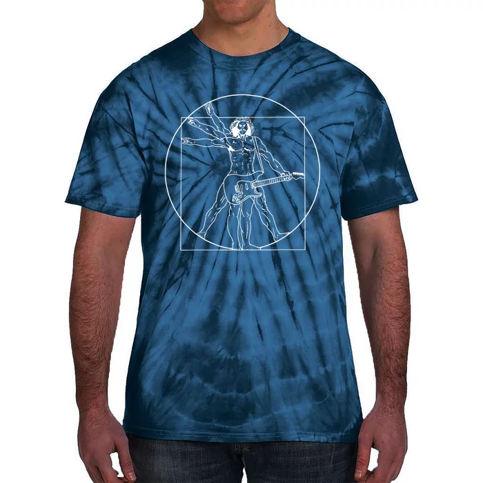 Vitruvian Man Playing Guitar Da Vinci Guitarist Music Lover Tie-Dye T-Shirt