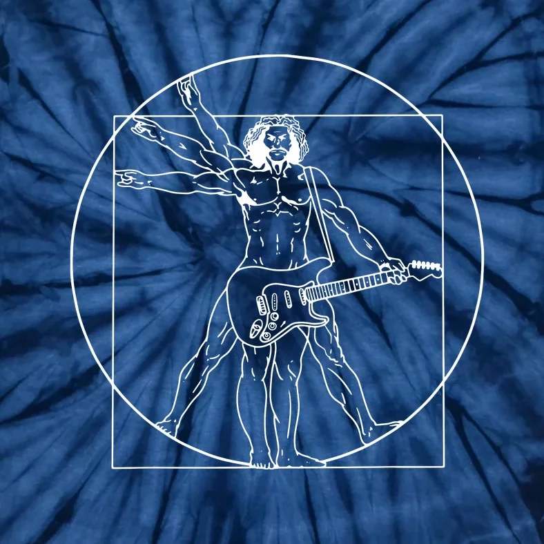 Vitruvian Man Playing Guitar Da Vinci Guitarist Music Lover Tie-Dye T-Shirt