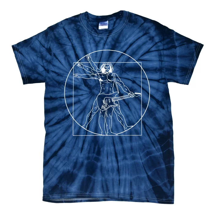 Vitruvian Man Playing Guitar Da Vinci Guitarist Music Lover Tie-Dye T-Shirt