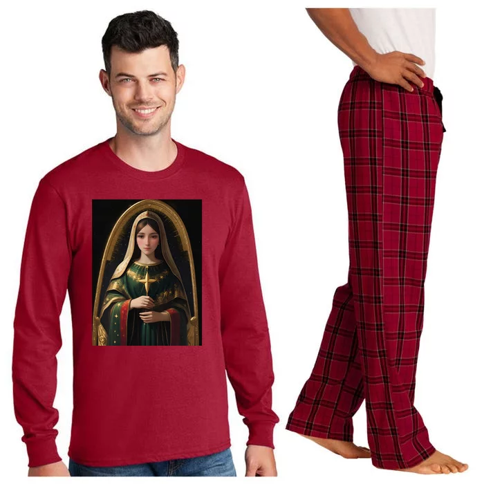 Virgin Mary Roman Catholic Christmas Vintage Long Sleeve Pajama Set