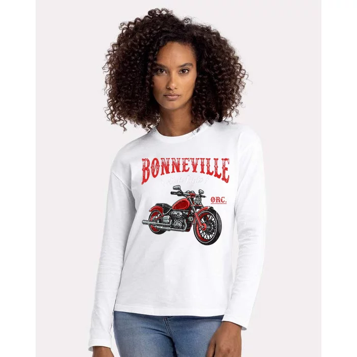 Vintage Motorcycle Racing Bonneville Salt Flats Biker Lover Womens Cotton Relaxed Long Sleeve T-Shirt