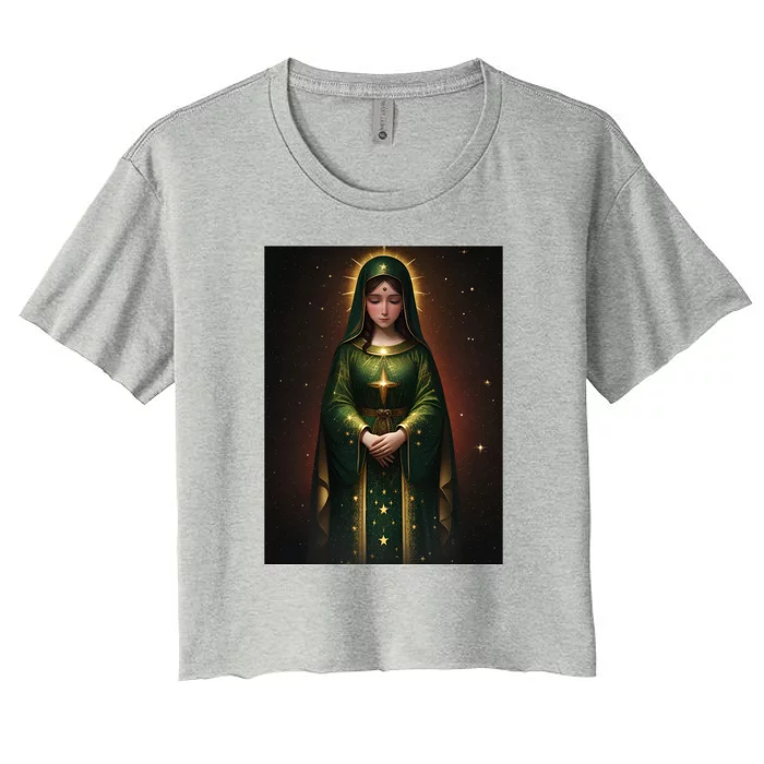 Virgin Mary Roman Catholic Christmas Vintage Women's Crop Top Tee