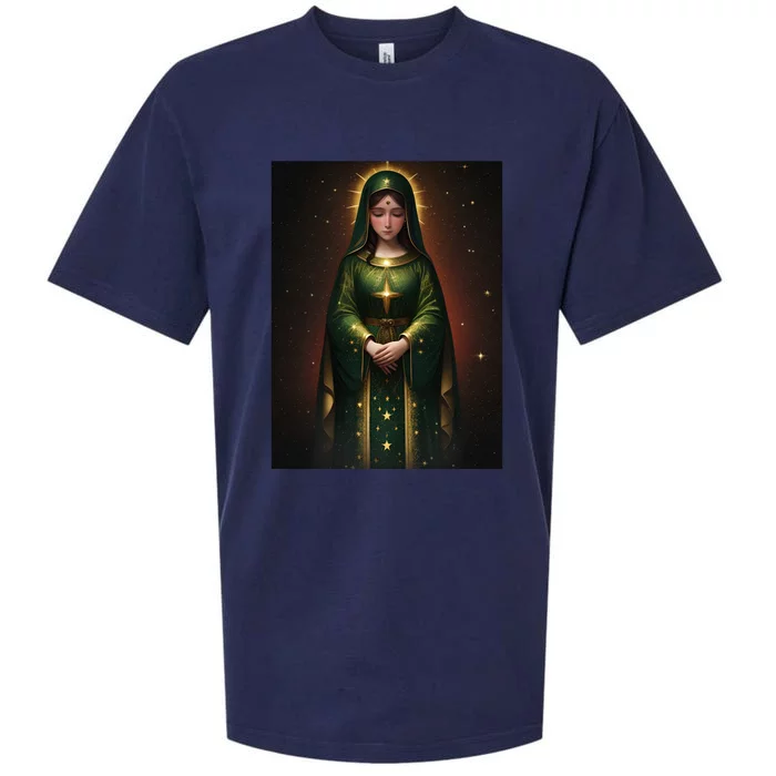 Virgin Mary Roman Catholic Christmas Vintage Sueded Cloud Jersey T-Shirt