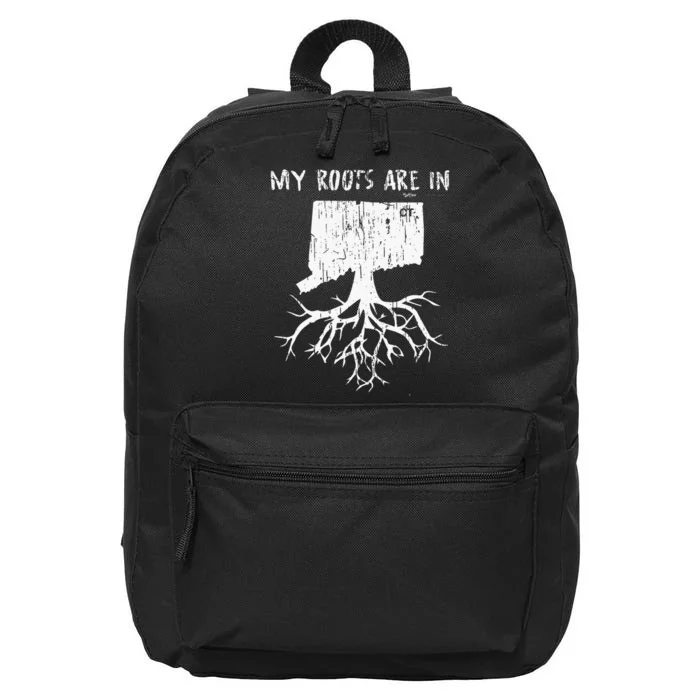 Vintage My Roots Are In Connecticut State 16 in Basic Backpack