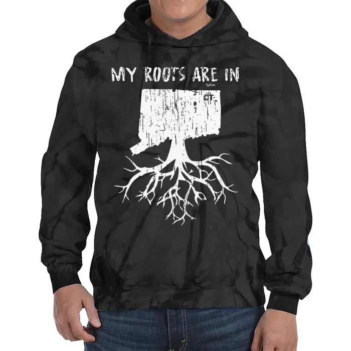 Vintage My Roots Are In Connecticut State Tie Dye Hoodie