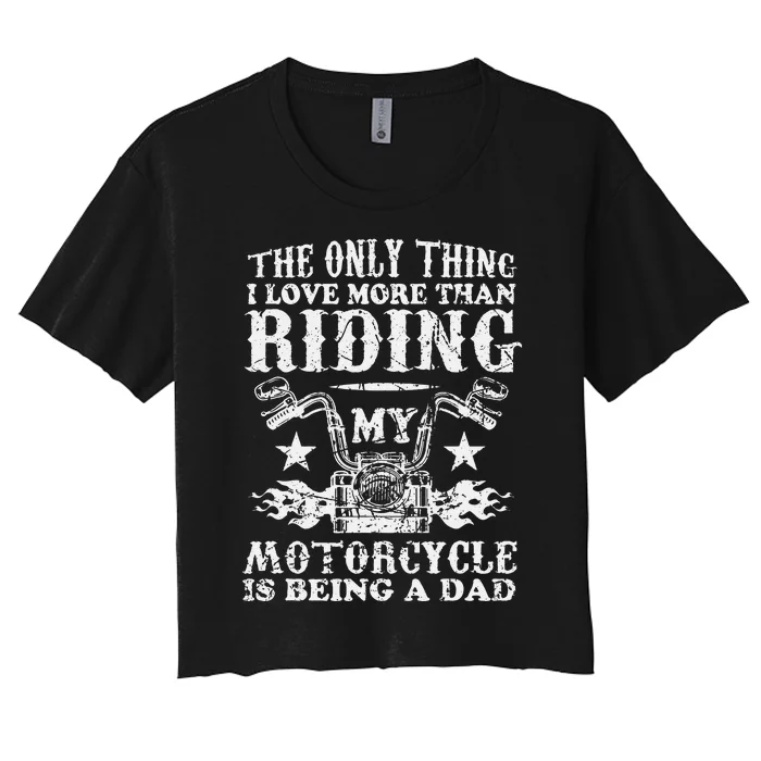 Vintage Motorcycle Rider Biker Dad Women's Crop Top Tee