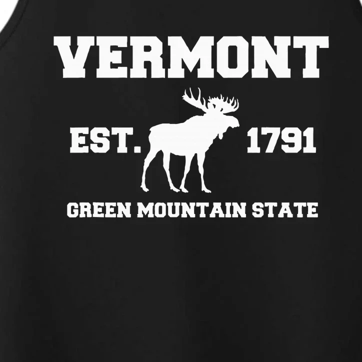 Vermont Moose Souvenir Est 1791 Green Mountain Performance Tank