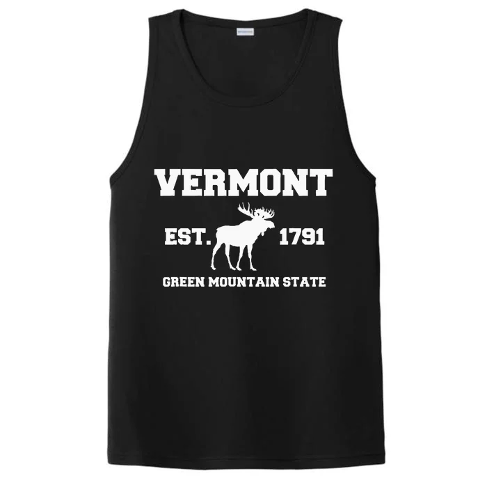 Vermont Moose Souvenir Est 1791 Green Mountain Performance Tank