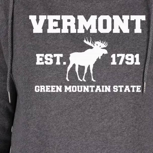 Vermont Moose Souvenir Est 1791 Green Mountain Womens Funnel Neck Pullover Hood