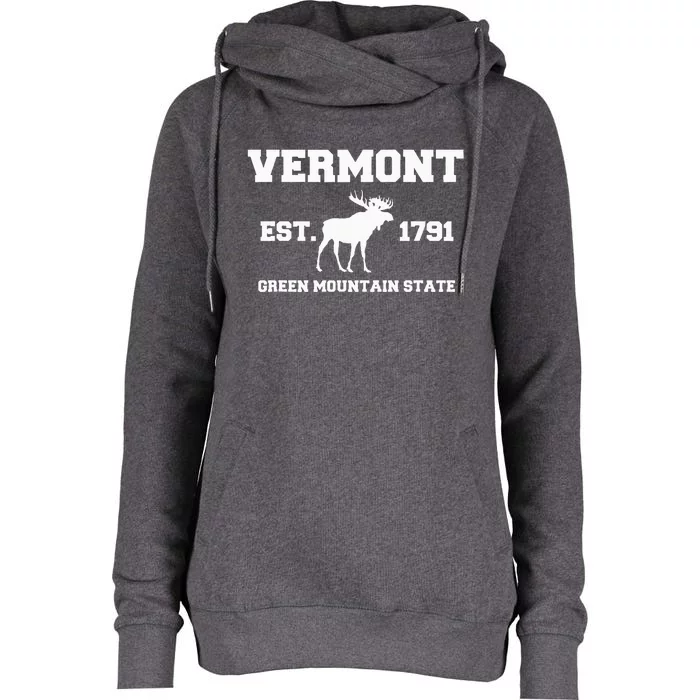 Vermont Moose Souvenir Est 1791 Green Mountain Womens Funnel Neck Pullover Hood