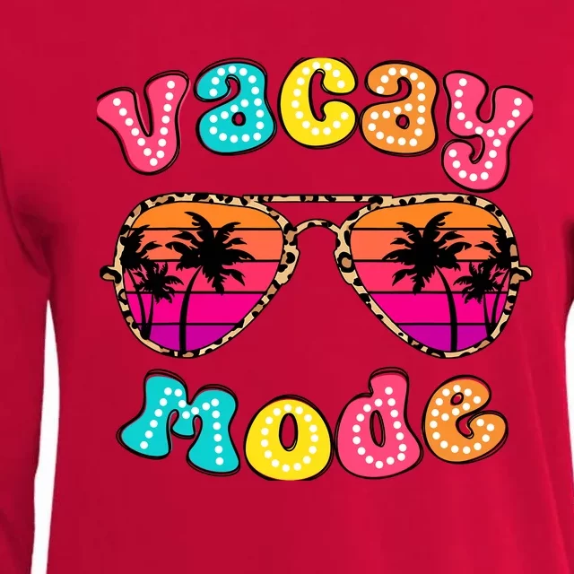 Vacay Mode Summer Vibes Sunglasses Retro Cute Girl Womens Cotton Relaxed Long Sleeve T-Shirt