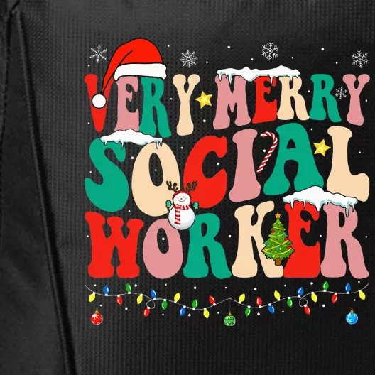 Very Merry Social Worker Xmas Cool Christmas Social Worker City Backpack