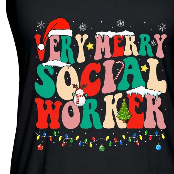 Very Merry Social Worker Xmas Cool Christmas Social Worker Ladies Essential Flowy Tank