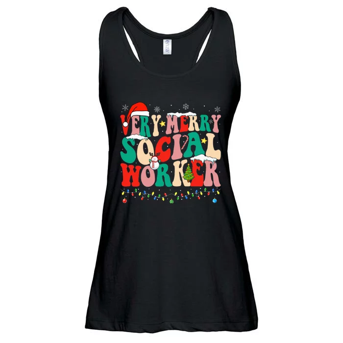 Very Merry Social Worker Xmas Cool Christmas Social Worker Ladies Essential Flowy Tank