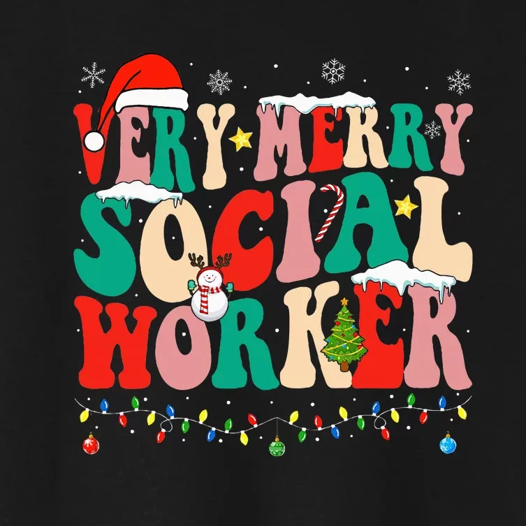 Very Merry Social Worker Xmas Cool Christmas Social Worker Women's Crop Top Tee