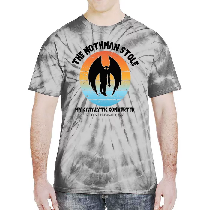 Vintage Mothman Stole My Catalytic Converter Mothman Cryptid Tie-Dye T-Shirt