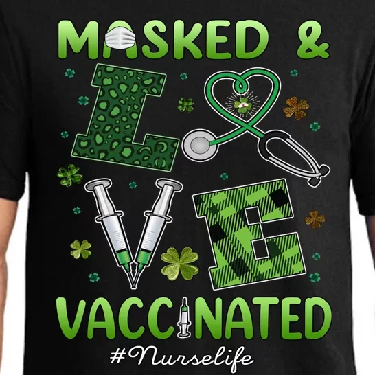 Vaccinated Masked St Patricks Day Nurse Life Healthcare Gift Cute Gift Pajama Set