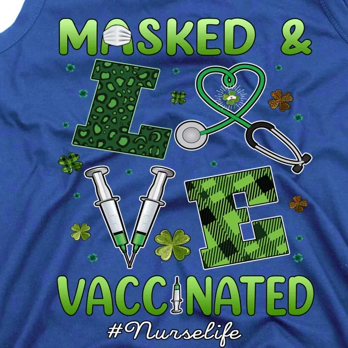 Vaccinated Masked St Patricks Day Nurse Life Healthcare Gift Cute Gift Tank Top