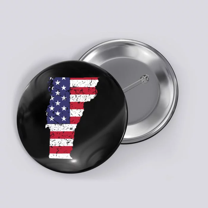 Vermont Map State American Flag 4th Of July Pride Button