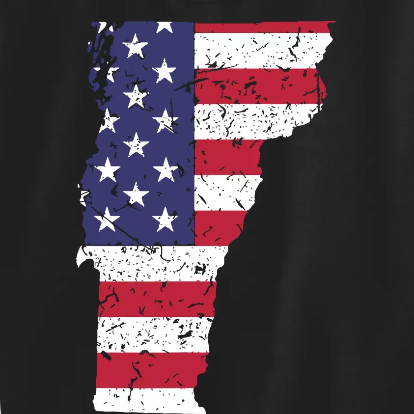 Vermont Map State American Flag 4th Of July Pride Kids Sweatshirt