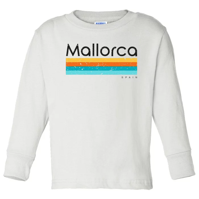 Vintage Mallorca Spain Retro Design Toddler Long Sleeve Shirt