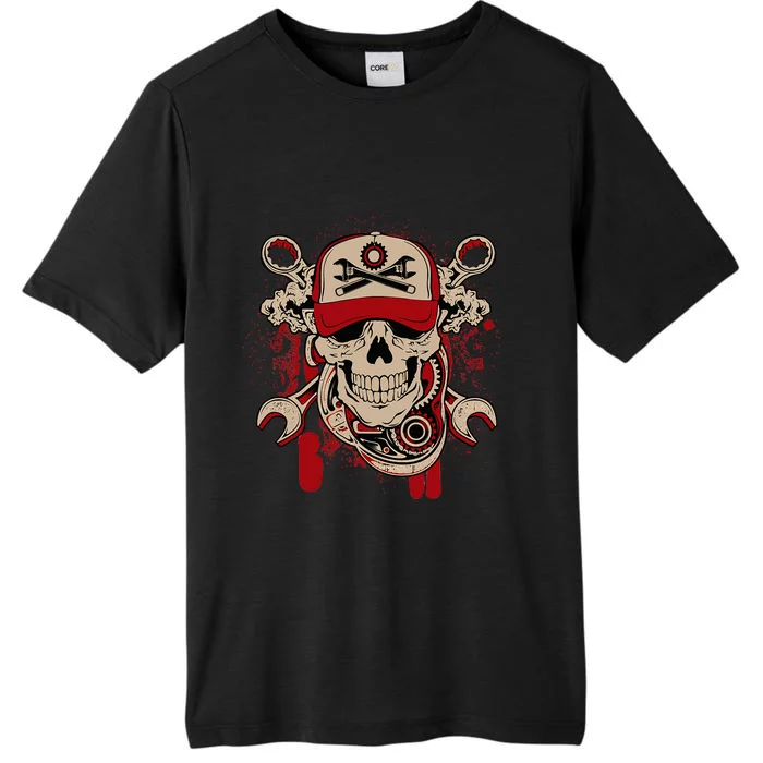 Vintage Mechanic Skull and Wrench Graphic ChromaSoft Performance T-Shirt