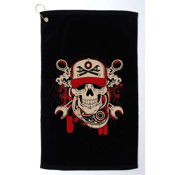 Vintage Mechanic Skull and Wrench Graphic Platinum Collection Golf Towel