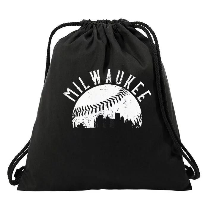 Vintage Milwaukee Skyline Baseball Wisconsin Skyline Apparel Drawstring Bag