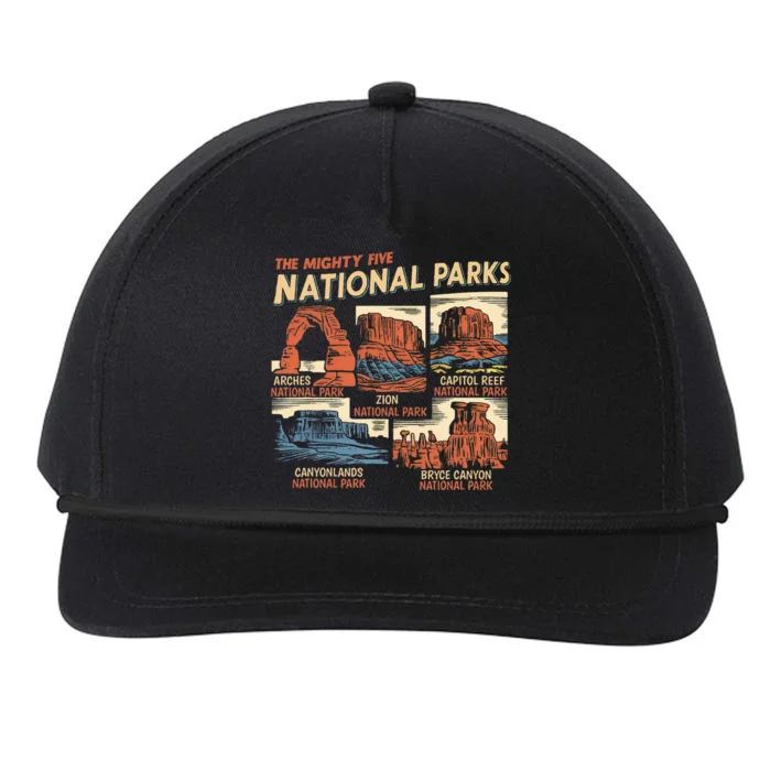 Vintage Moab Souvenir Big 5 Utah Mighty Five National Park Snapback Five-Panel Rope Hat