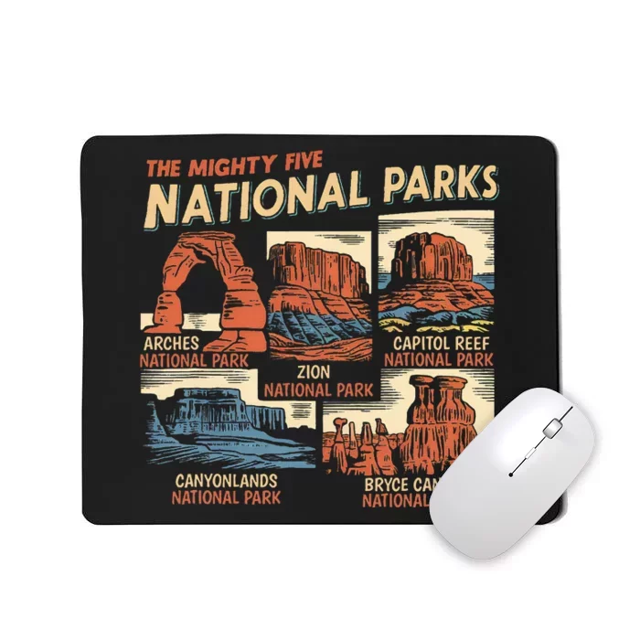 Vintage Moab Souvenir Big 5 Utah Mighty Five National Park Mousepad