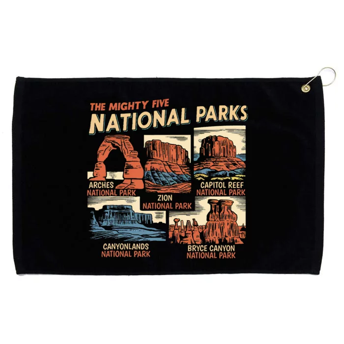 Vintage Moab Souvenir Big 5 Utah Mighty Five National Park Grommeted Golf Towel