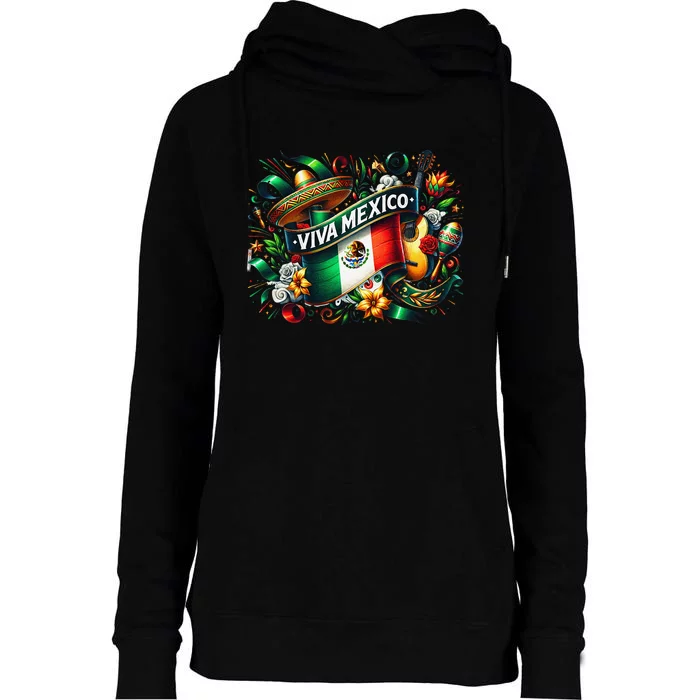 Viva Mexico September 16 Independence Of Mexico Gift Womens Funnel Neck Pullover Hood