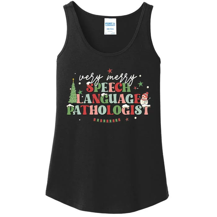 Very Merry Speech Language Pathologist Speech Squad Xmas Ladies Essential Tank