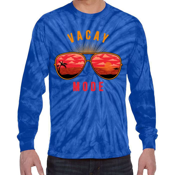 Vacay Mode Summer Vacation Vibes Sunglasses Beach Sunset Gift Tie-Dye Long Sleeve Shirt