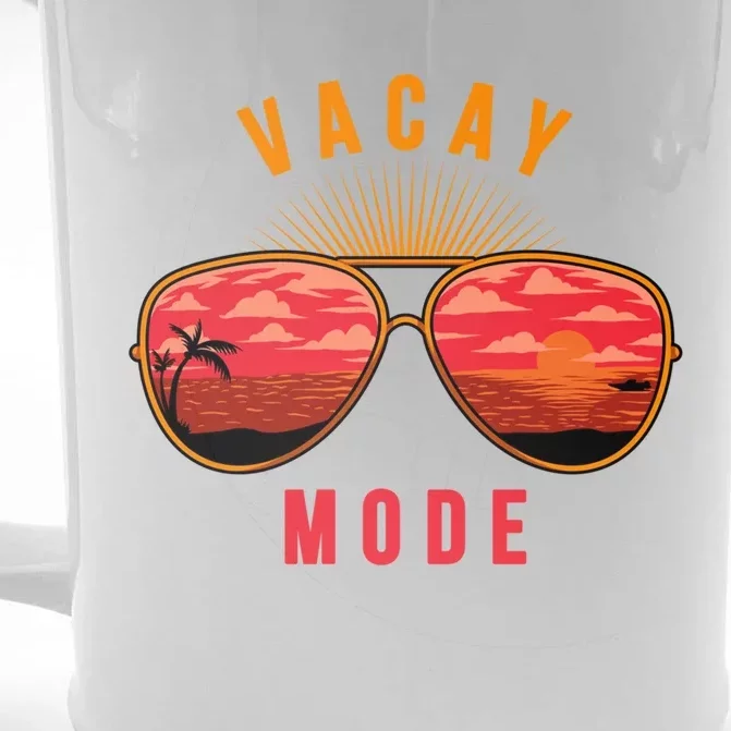 Vacay Mode Summer Vacation Vibes Sunglasses Beach Sunset Gift Front & Back Beer Stein