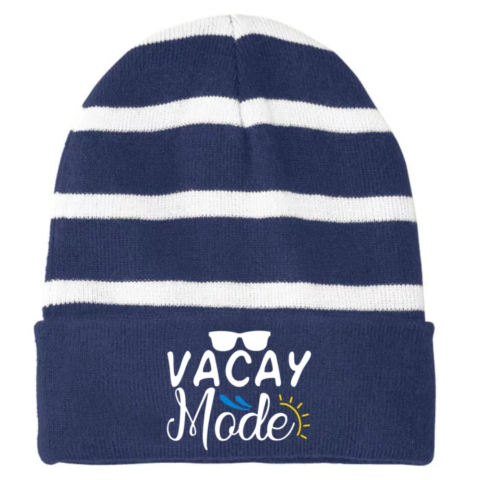 Vacay Mode Summer Vacation Striped Beanie with Solid Band