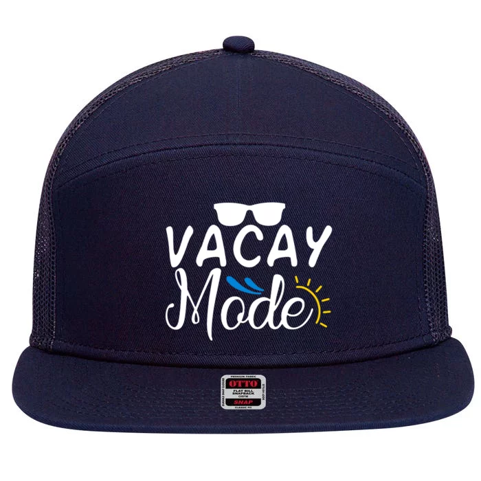 Vacay Mode Summer Vacation 7 Panel Mesh Trucker Snapback Hat