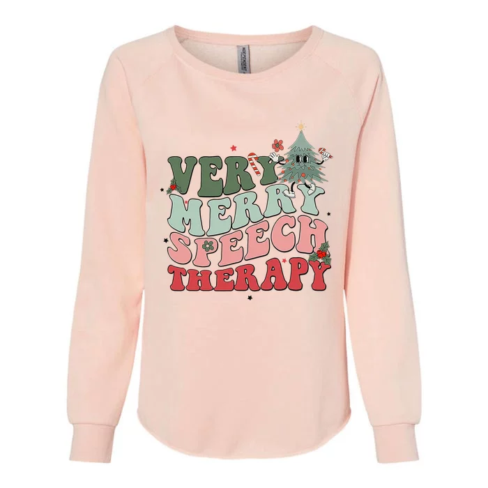 Very Merry Speech Therapist Christmas SLP Xmas Therapy Womens California Wash Sweatshirt