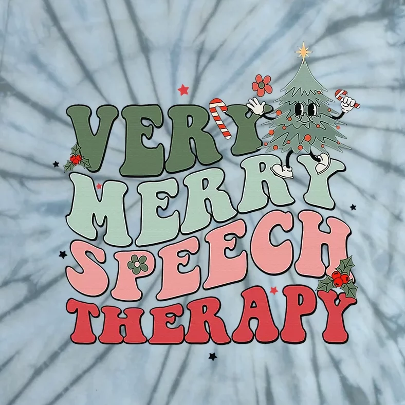 Very Merry Speech Therapist Christmas SLP Xmas Therapy Tie-Dye T-Shirt