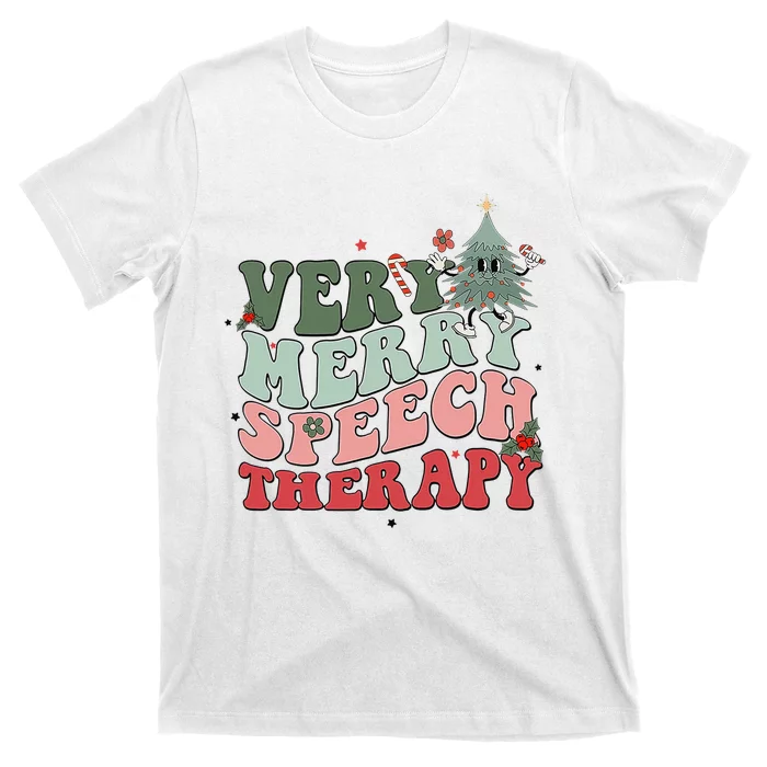 Very Merry Speech Therapist Christmas SLP Xmas Therapy T-Shirt