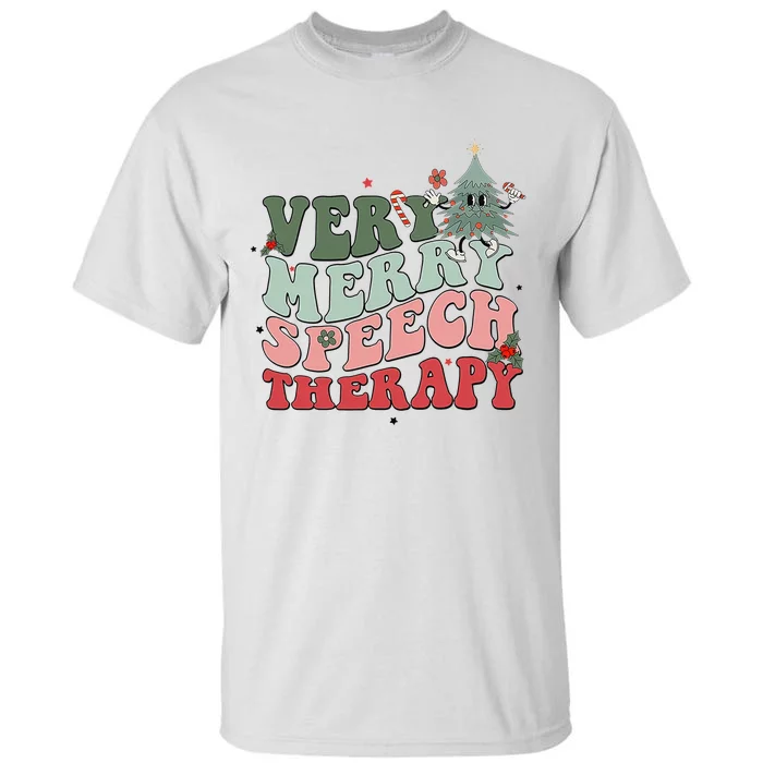 Very Merry Speech Therapist Christmas SLP Xmas Therapy Tall T-Shirt