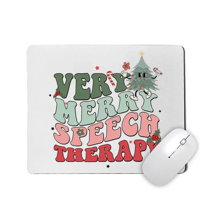 Very Merry Speech Therapist Christmas SLP Xmas Therapy Mousepad