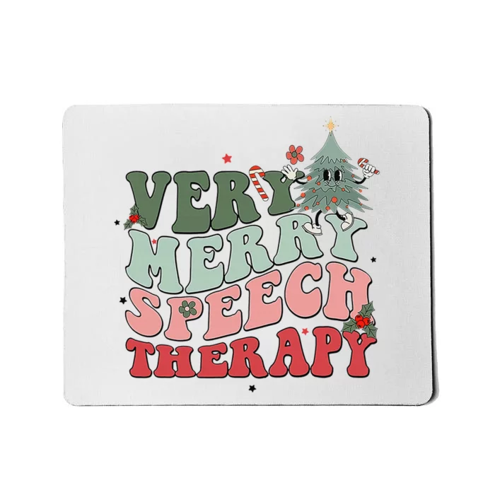 Very Merry Speech Therapist Christmas SLP Xmas Therapy Mousepad